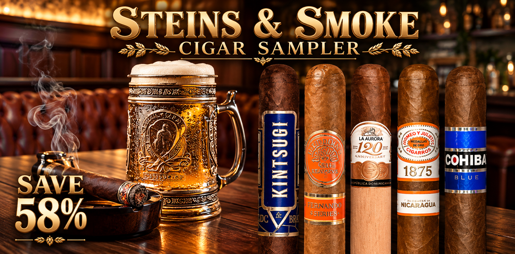 Steins and Smoke Cigar Sampler for a holiday cigar gift
