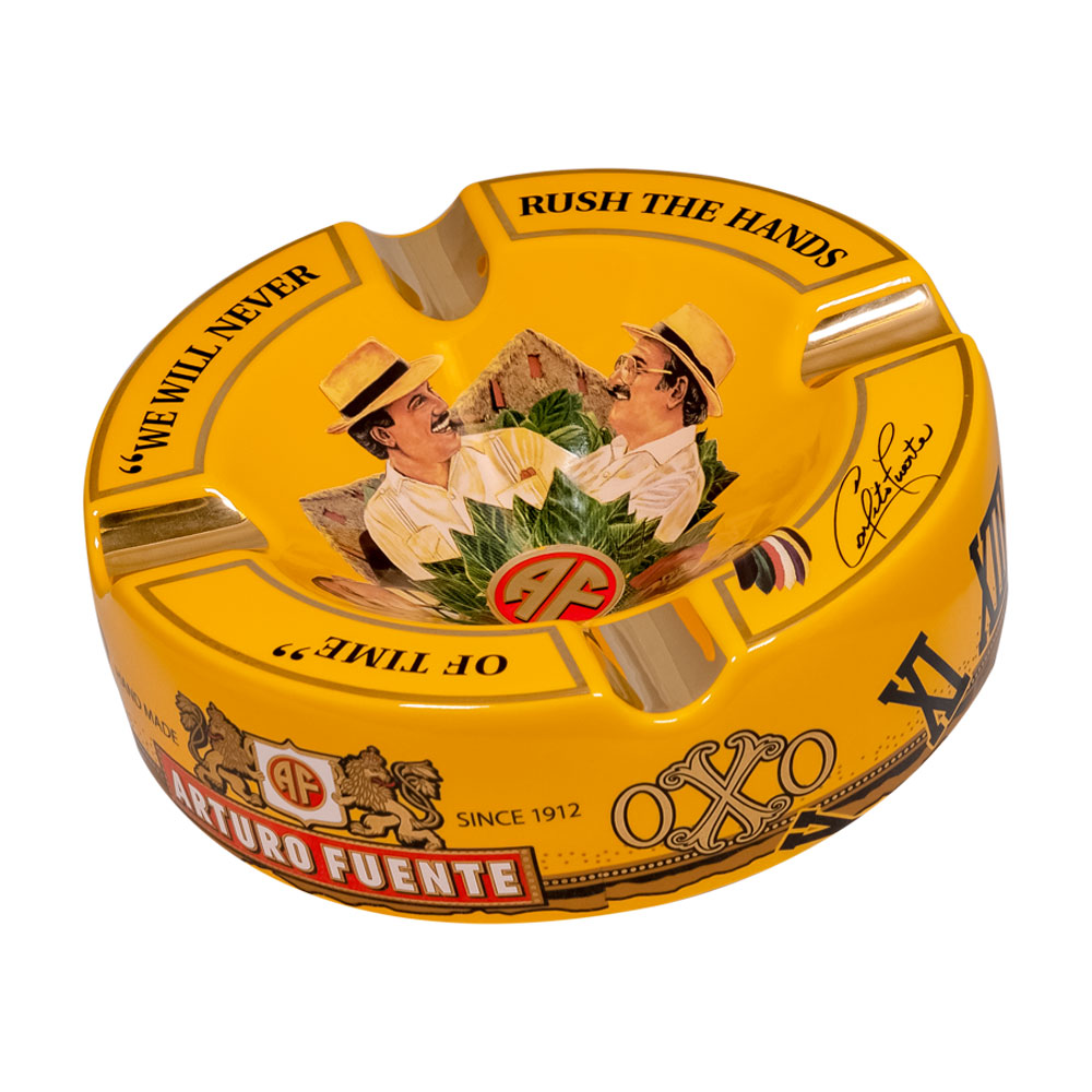 Add a Arturo Fuente Hands Of Time Yellow Ashtray ($75.00 value) for only $49.95 with box purchase 
*boxes 10 cigars or more, while supplies last