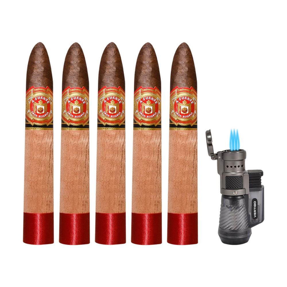 Arturo Fuente Chateau Fuente Queen B  5 cigar collection with Torch Lighter ($51.75 value) for only $34.95 with any box purchase of participating brands of Arturo Fuente Don Carlos
