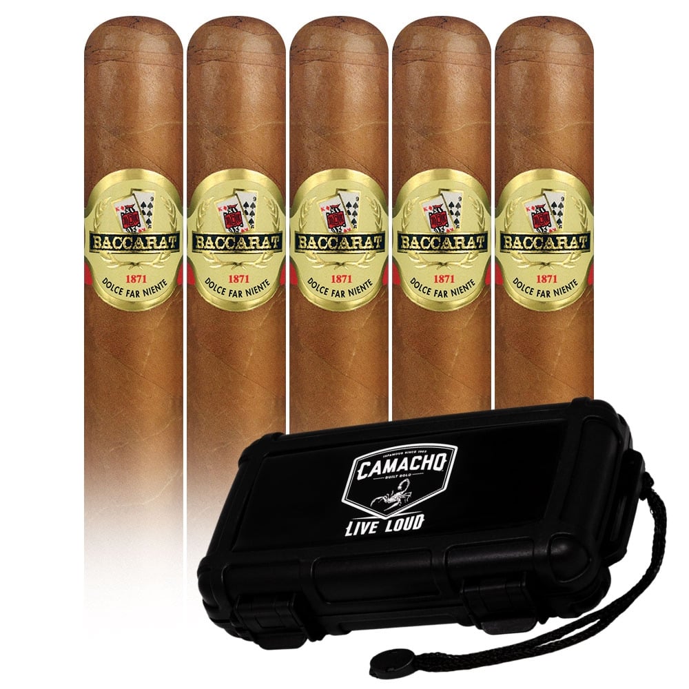 Get a Baccarat 5 pack and Cigar Caddy ($55.50 value) for only $9.99 with box purchase of participating brands of Baccarat
*boxes 20 cigars or more, while supplies last