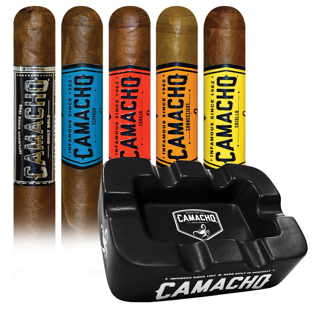 Add a Camacho Core 5ive Robusto Assortment and Black Ashtray ($54.00 value) for only $4.99 with box purchase of participating brands of Camacho
*boxes 20 cigars or more, while supplies last