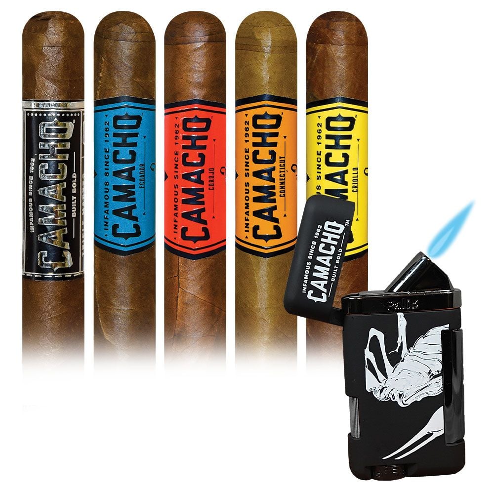 Add a Camacho Core 5ive Robusto Assortment and Palio Lighter ($54.00 value) for only $9.99 with box purchase of participating brands of Camacho
*boxes 20 cigars or more, while supplies last