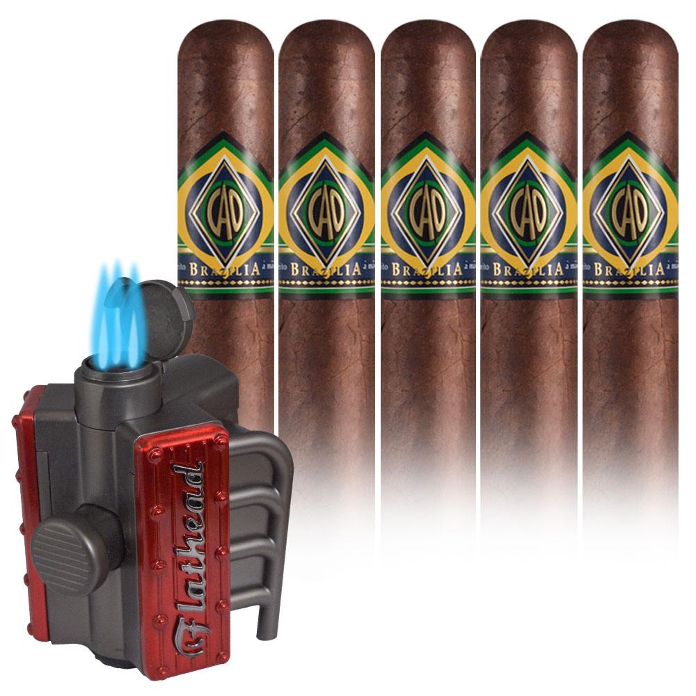 Add a CAO Brazilia 5 pack and Engine Block Lighter ($149.00 value) for only $4.99 with box purchase of participating brands of CAO
*boxes 15 cigars or more, while supplies last