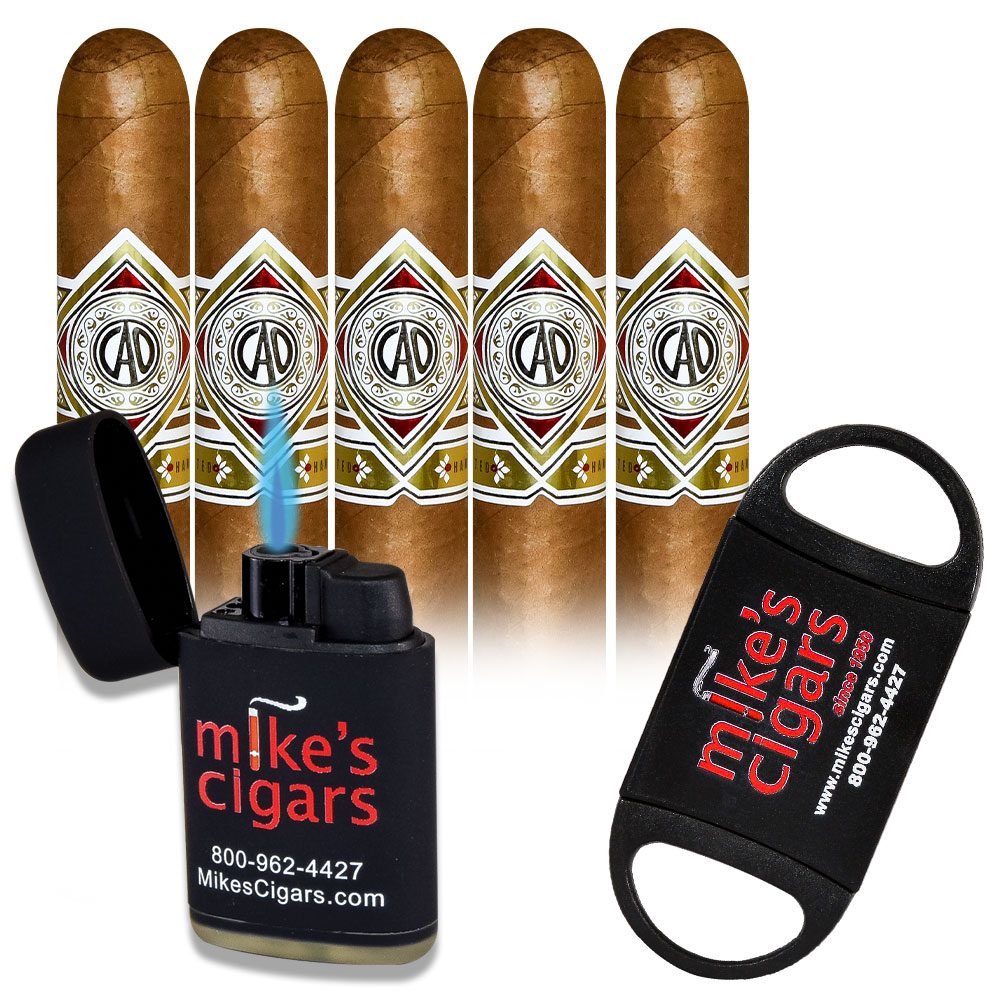 Add a CAO Gold 5 pack and Mike's Lighter and Cutter ($67.50 value) for only $4.99 with box purchase of participating brands of CAO
*boxes 15 cigars or more, while supplies last