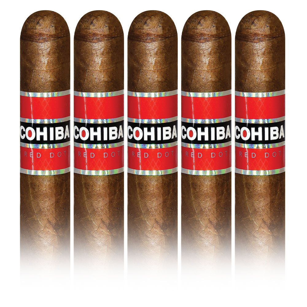 Add a Cohiba Red Dot 5 pack ($134.00 value) for only $1.99 with box purchase of participating brands of Cohiba
*boxes 15 cigars or more, while supplies last