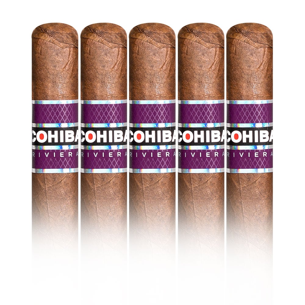 Add a Cohiba Riviera 5 pack ($110.00 value) for only $4.99 with box purchase of participating brands of Cohiba
*boxes 15 cigars or more, while supplies last