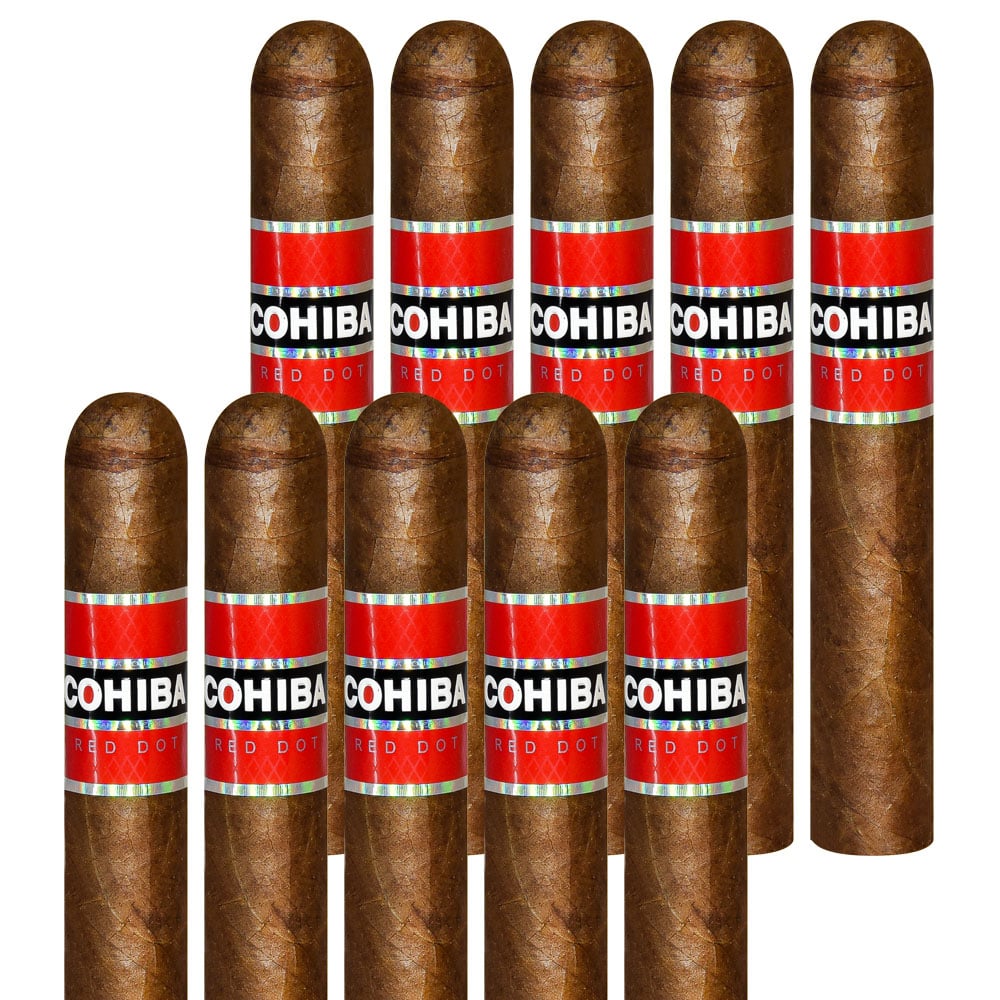 Add a Cohiba Red Dot 10 pack ($278.00 value) for only $4.99 with box purchase of participating brands of Cohiba
*boxes 15 cigars or more, while supplies last