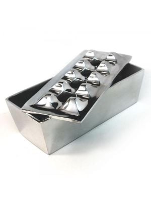 Polished Metal Rectangular Grid Ashtray