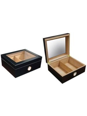 Chalet Glasstop 25-50 Ct. Black Glass Top W/ Humidifier & Hygrometer