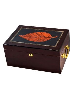 Deauville 150 Cigar High Gloss Humidor With Tobacco Leaf