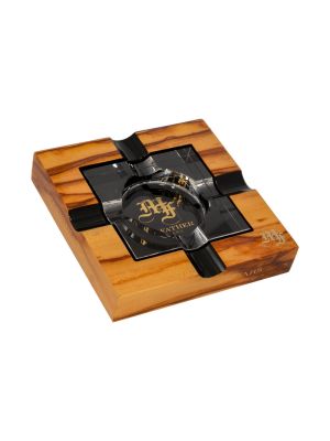 My Father Glass Ashtray with Wood Base