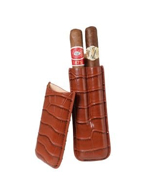 Capri Classic Collection 2 Finger Leather Cigar Case Brown