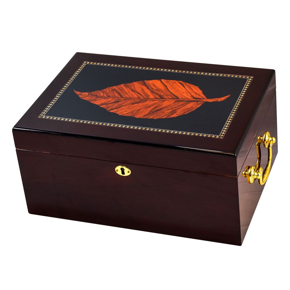 Deauville 100 Cigar High Gloss Humidor With Tobacco Lea