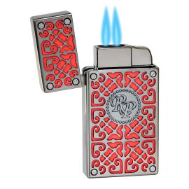 Rocky Patel Lighter Burn Double Torch Red with Gunmetal each
