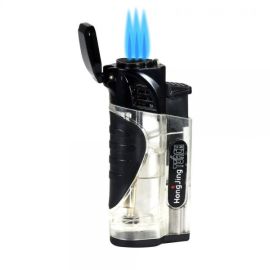 Gunmetal Top Torch Lighter With Punch Clear each