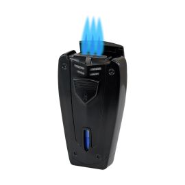 Lotus Fusion Triple Torch Lighter with Punch Black each