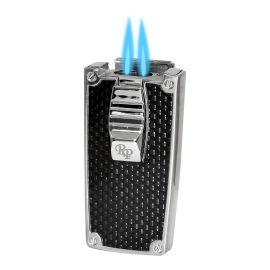 Rocky Patel Nero Double Torch Lighter Chrome and Black Carbon Fiber each