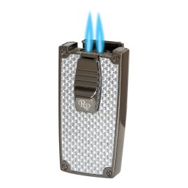 Rocky Patel Nero Double Torch Lighter Gunmetal and Silver Carbon Fiber each