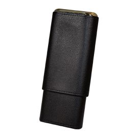 Lifetik 3 Cigar Wooden Leather Case Black each
