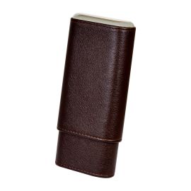 Lifetik 3 Cigar Wooden Leather Case Brown each