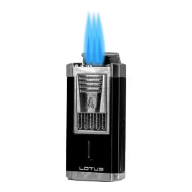 Lotus Duke Triple Torch Lighter with Cutter Black & Chrome each