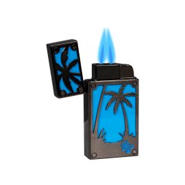 Rocky Patel Lighter Burn Double Torch Blue and Gunmetal Palm Tree each