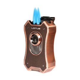 Lotus Emperor Quad Torch Table Lighter Copper and Brown each