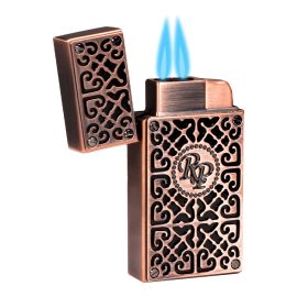 Rocky Patel Lighter Burn Double Torch Black with Antiqued Copper Plates each