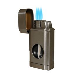 Lotus Rocket Triple Torch Lighter with V-Cutter Gunmetal each