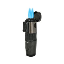 Vertigo Oculus Triple Torch Lighter with Cigar Rest and Punch Black each