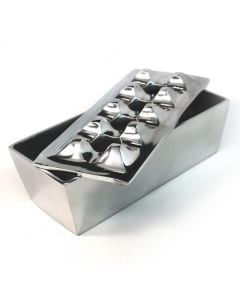 Polished Metal Rectangular Grid Ashtray