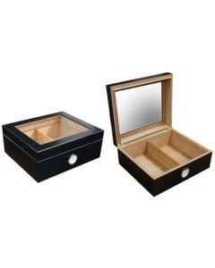 Chalet Glasstop 25-50 Ct. Black Glass Top W/ Humidifier & Hygrometer