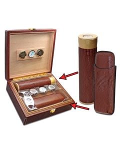 Executive All In One Cigar Humidor Set Brown