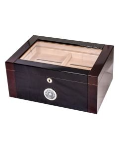 Berkeley II 100 Ct. 2-tone High Gloss Glass Top & External Blck Hygro