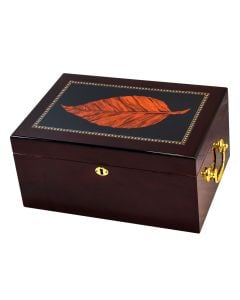 Deauville 150 Cigar High Gloss Humidor With Tobacco Leaf