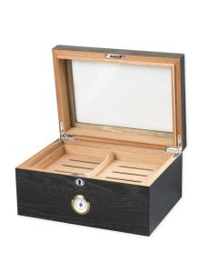 Milano 75-100 Cigar Glass Top Humidor Black Oak