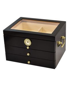 Glasstop 3 Drawer Humidor Black