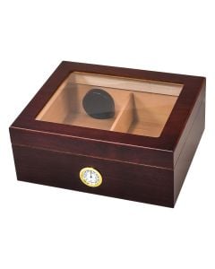Capri 25-50 Cigar Glass Top Humidor W/front Mount Hygrometer Cherry