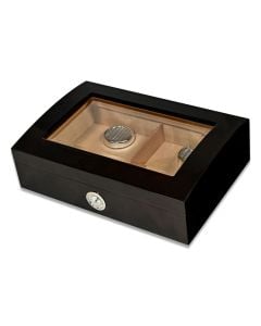 Addison 40 Cigar Walnut Burl Gloss Humidor With Glass Top