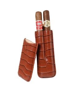 Capri Classic Collection 2 Finger Leather Cigar Case Brown