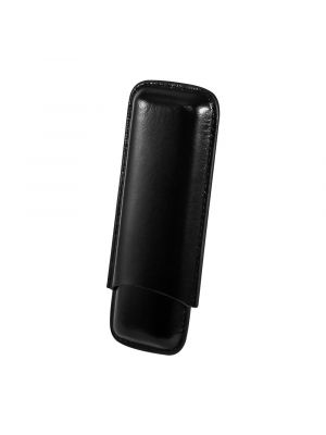 Lincoln Black Leather 2 Finger Cigar Case W/metal Cutter