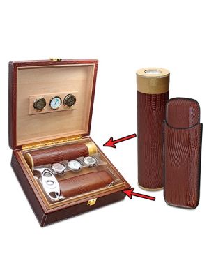 Executive All In One Cigar Humidor Set Brown