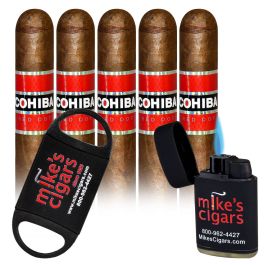 Cohiba Robusto and Mike's Cigars Lighter and Cutter pack of 5