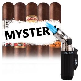 Alec Bradley Mystery Sampler and Mugshot Quad Torch Lighter pack of 5