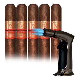 Rocky Patel Sun Grown Fuerte Robusto and Jobon Quad Torch Lighter pack of 5