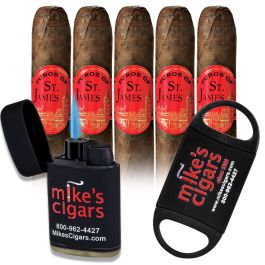 Puros Of St James Churchill and Mike's Lighter and Cutter pack of 5