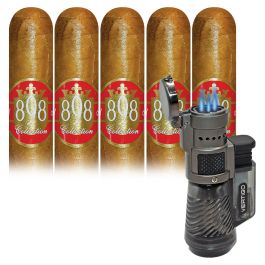 Promo! 898 Collection Churchill and Vertigo Cyclone Triple Torch Lighter Charcoal pack of 5