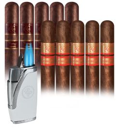 Promo! Rocky Patel 10 cigars and Icon Double Torch Lighter pack of 10