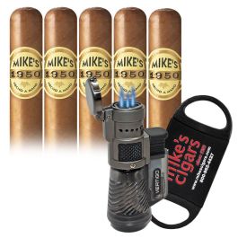 Promo! Mike's 1950 Corona Larga with Lighter and Cutter pack of 5