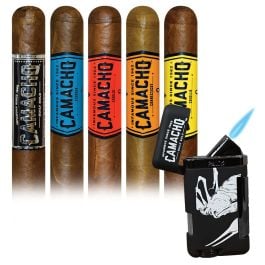 Promo! Camacho Core 5ive Robusto Assortment and Palio Lighter pack of 5